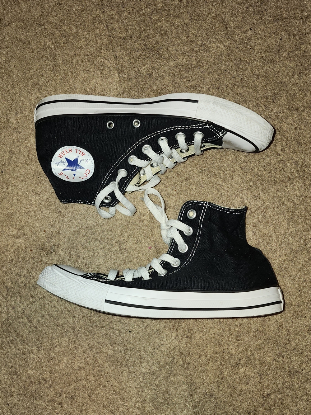 Converse Unisex Black High-Top Sneakers with White Trim | M6.5 W8.5